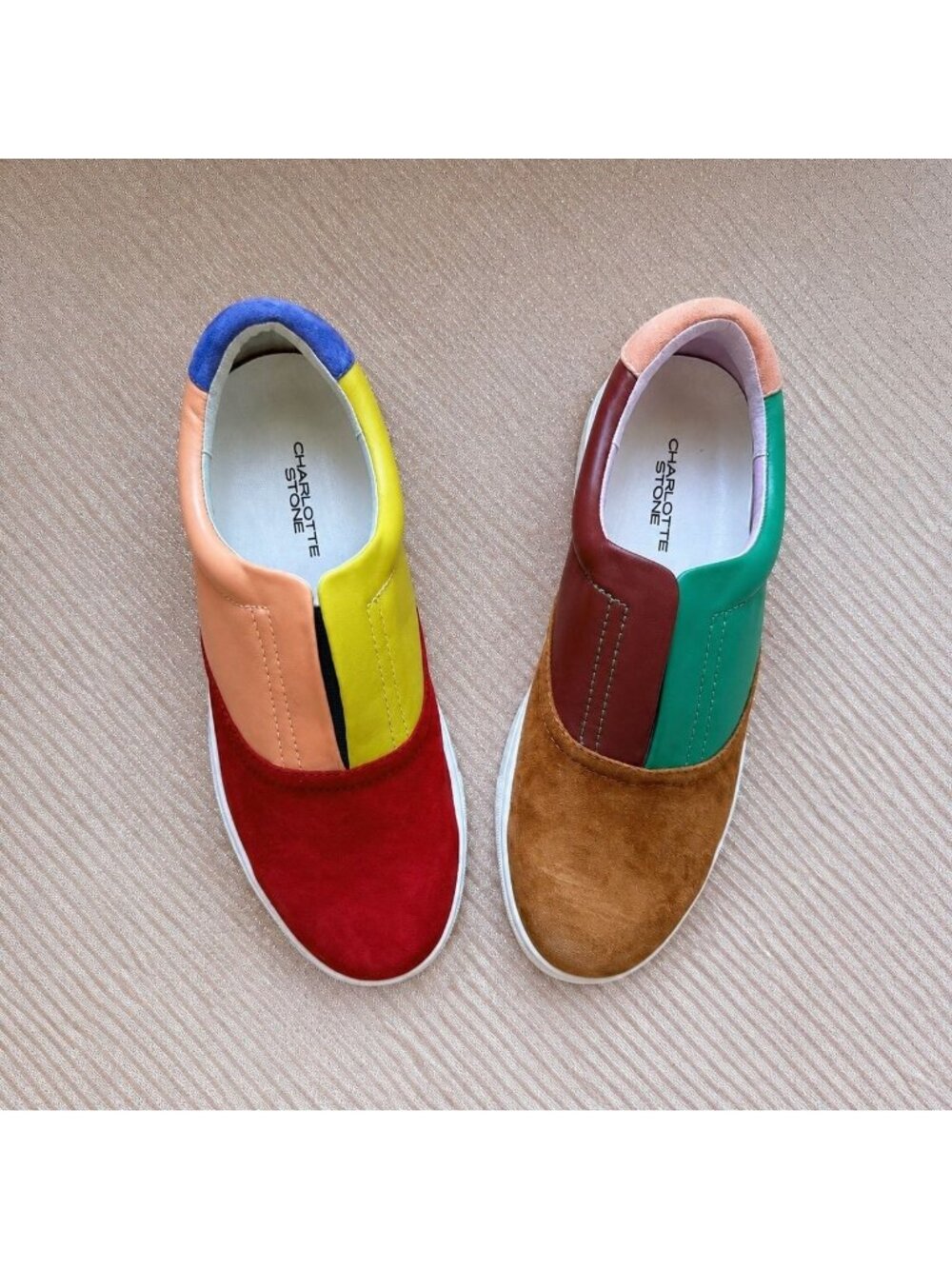 Charlotte Stone New Arianne Color Block Slip On Sneakers 12 NWOB Multicolor Sued